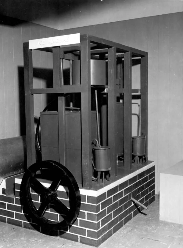 A model of Dr. Gorrie's original ice-making machine at the John Gorrie Museum